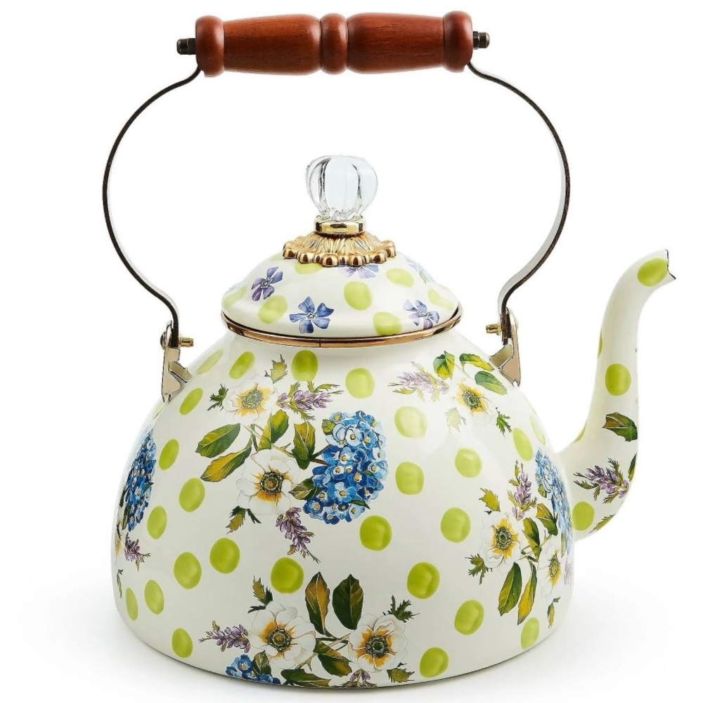 MacKenzie-Childs - Wildflowers Green 3 Quart Tea Kettle - NWT - NIB